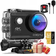 COOAU Action Camera 4K 20MP Underwater Camera Waterproof Sport Camera w/ Card