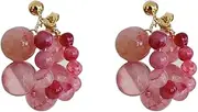 [RYEPOLNIX] Handmade Earrings Crystal Beaded Grape Stud Earrings Summer Beach Sweet Cute Cool Girls Party Earrings/732