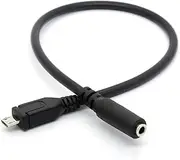 30CM/1FT Micro USB 5 Pin Male to 3.5 mm Female Audio Jack Cable, Micro 5Pin Male to 3.5mm Female AUX Audio Adapter Cable, Suitable for Active Clip Microphone Conversion Adapter - (1 Pcs)
