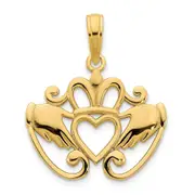 14k Yellow Gold Fancy Claddagh Pendant