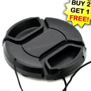 95mm Lens Cap center pinch snap on Front Cover string for Canon Nikon Sony