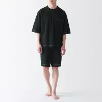 在飛比找博客來優惠-【MUJI 無印良品】男清爽舒適棉質短袖家居睡衣 XL 黑色