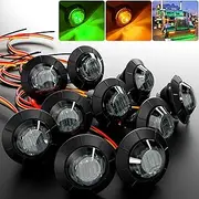 BJZ 3/4" Round Trailer Marker LED Lights Amber to Green Dual Color Side Clearance Tail Bullet Light 12V 4LED Indicator Light w/Smoked Lens for Trailer Truck Van RV ATV Bus, 10Pcs