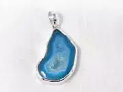 Sea Foam Agate Geode 925 Sterling Silver Pendant Natural Healing Calming Stone