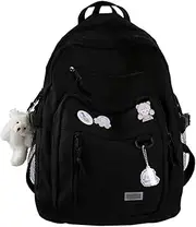 [GAXOS] Cute Aesthetic Backpack for School Middle Student Travel Backpack Teens Girls Bear Pin Book Bags