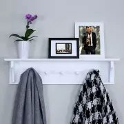 Floating Coat and Hat Wall Shelf Rack, Coat Rack Wall Mount, 5 Pegs Hook, 24", W