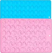 KBTBAK 2 Pack Silicone Chocolate Molds, Mini Easter Bunny/Easter Egg Molds for Candy, Jelly, Cookie, Cake Decoration(Easter Bunny/Easter Egg)