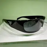 Prada Sunglasses Black Symbole Logo Wrap Butterfly Mask Acetate Authentic Runway