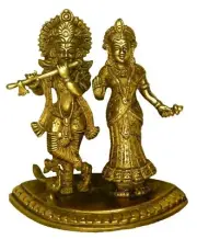 Lord Radha Krishna Figure Antique Style Brass Handcrafted Gopal Statue Figurine
