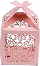 JECOMPRIS Wedding Hollow Out Boxes 50pcs Favor Candy Sweets Boxes Pink Party Favor Boxes