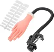 VICASKY 100Pcs Flexible Fake Hand for Nail Practice Realistic Manicure Training Tool Lightweight Model with Reusable Nail Tips for Nail Art Design and Learning