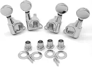 harpfeas 2R2L Ukulele Tuning Pegs Parts,Small oval Concave Button Sealed-gear String Tuners Tuning Pegs key Machine Heads for Ukulele (Chrome)