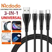 Mcdodo 3-In-1 USB To iPhone, Type C, Micro USB Charging Cable Data Cord Charger