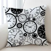 Black and White Clocks Cushion Cover