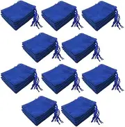 Lovoski 50 Pieces Bulk Blue Velvet Drawstring Jewelry Storage Pouch Gift Bags 5x7cm