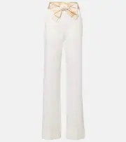 [Valentino] Valentino High-rise cotton and linen straight pants AU 14 white