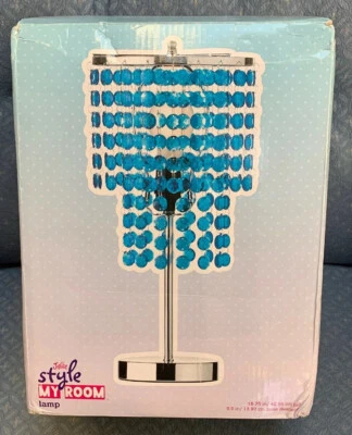 JUSTICE STYLE MY ROOM LAMP BLUE OCEAN SHIMMER SHADE & SILVERTONE BASE SUPER CUTE