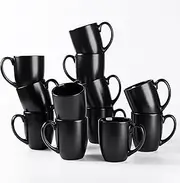 [AmorArc] 12 OZ Coffee Mugs, Matte Black Coffee Cups with Large Handle for Man, Woman, Ceramic Coffee Mugs Set of 12 for Latte/Cappuccino/Cocoa/Milk, Dishwasher & Microwave Safe