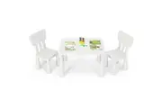 Giantex Kids Table & 2 Chairs Set Children Play Table Kids Furniture Set White