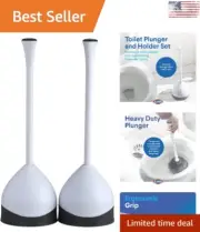 Hideaway Plunger Set: Heavy Duty, Convenient Storage, Rubber Base - 2-Pack