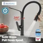 Bastone Brass Kitchen Sink Mixer Tap Black Pull Down Spout Swivel Basin Faucet