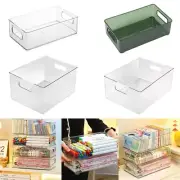 1pcs Clear Storage Boxes Stackable Bin Plastic Containers Box W/ Handle New