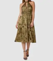 $245 Aidan by Aidan Mattox Women's Gold Cutout Halter A-Line Dress Size 2