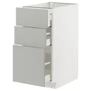 METOD / MAXIMERA base cabinet with 3 drawers, white/Havstorp light grey, 40x60x80 cm