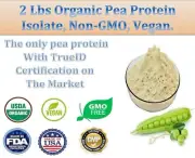 2 Lbs Organic Pea Protein Isolate, Non-GMO, Vegan. Free Shipping!