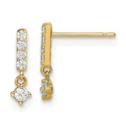 14k 14kt Yellow Gold Madi K Bar with Dangle CZ Post Earrings