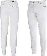 [Equi-ThËme] Equi-Theme/Equit'm Men's 979441040 Verona Breeches, White/Light Grey Contrasts and Piping, One Size