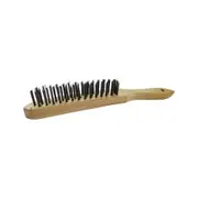 JOSCO 3-Row Steel Bristle Wood Short Handle Wire Brush