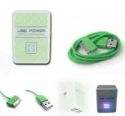 4 USB PORT POWER ADAPTER+3FT CABLE CHARGER DATA GREEN FOR IPHONE IPOD TOUCH IPAD