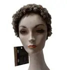 Short Afro Pixie Wig tight curl ombre brown highlight mix synthetic curly black