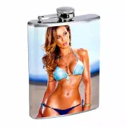 French Women D6 Flask 8oz Stainless Steel Hip Drinking Whiskey