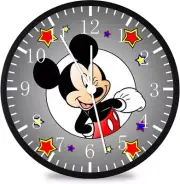 Mickey Mouse Black Frame Wall Clock Large 12" Glass Face Non-Ticking E110 NEW