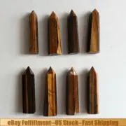 Natural Tiger's Eye Stone Quartz Obelisk Healing Crystal Point Wand Column 10Pcs