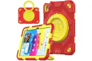WASSUP iPad 10th Gen 10.9 inch Rotatable Handle Bracket & Shoulder Strap Shockproof Kids Super-Hero Case-Red&Yellow