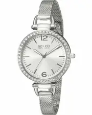 NEW SO & CO New York 5061M.1 Women's SoHo Crystal SS Mesh Bracelet Silver Watch