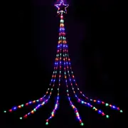 Six Strand Cascading Christmas String Lights 200 LED Solar & Cord Powered