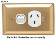 Clipsal SINGLE SWITCH SOCKET OUTLET 250V 10A Brass, A-Style,Flush Mounted, Black