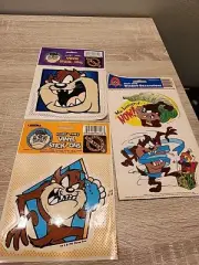 Looney Tunes 1998 Static Cling & Vinyl Stick On LOT Tasmanian Devil Vintage