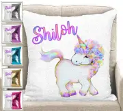 Unicorn Personalised Magic Sequin Mermaid Cushion Pillow Cover 5 Colours