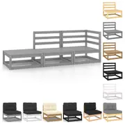 Solid Pinewood Lounge Set 3 Piece Brown/White with/without Cushion vidaXL