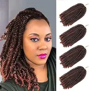 (T350) - 4 pack spring twist crochet braiding hair Ombre Colours Synthetic Hair Extensions T350