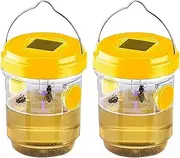 Tuperoymse 2 Pack Solar Wasp Trap Outdoor Hanging,Wasp Cather Hanging with Light for Yellow Jackets,Hornets,Bee,Wasp Traps