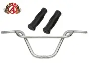 ALTA BMX Old School PRETZEL Chrome Handlebar W/130mm ERGONOMIC BLACK BMX GRIPS