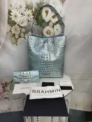 Brahmin Wonderland Large Amelia Bucket Bag Matching Veronica Wallet Stunning NWT