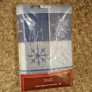 St. Nicholas Square Tablecloth Blue/ White Snowflake Winter Holiday 60 × 102