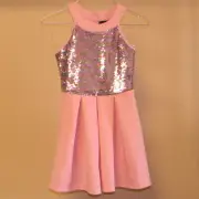 Paper Doll Girls Sleeveless Dress Flip Sequins Size 14 Pink